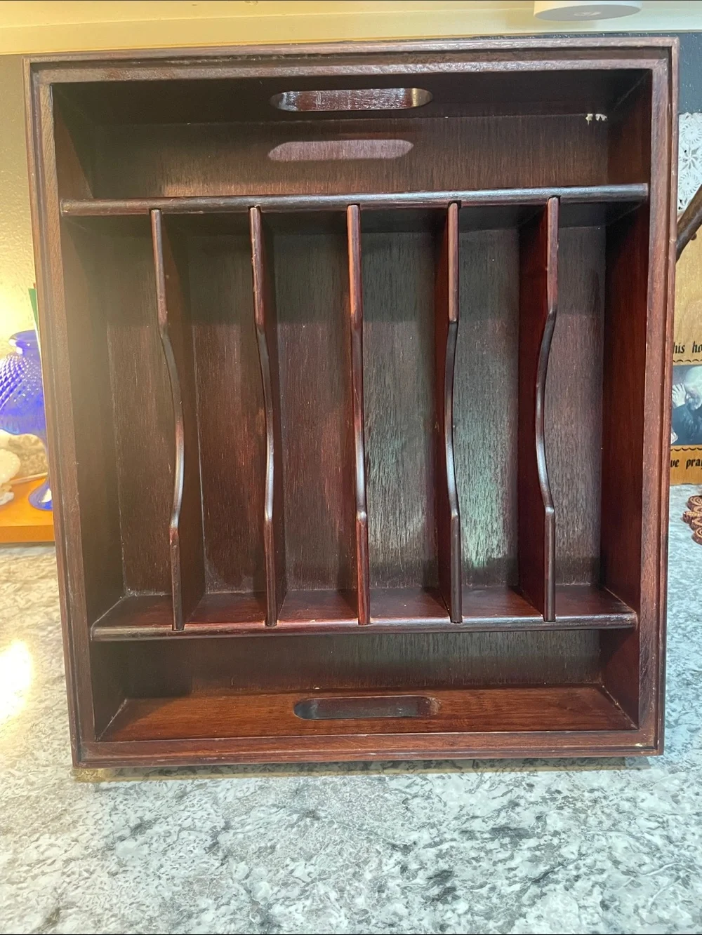 Wooden Desk Organizer File Sorter - Dark Brown